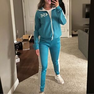 Netflix Squid Game Teal Jacket and Sweatpants Set